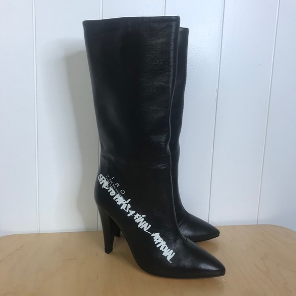 NIB IRO Black Leather Feels Heeled Boots SZ 36/5.5 W $690 retail - Picture 3 of 8